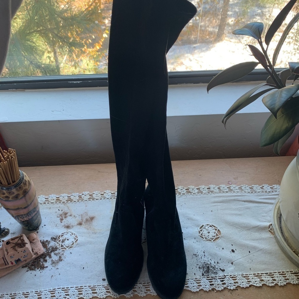 Over the knee suede boots